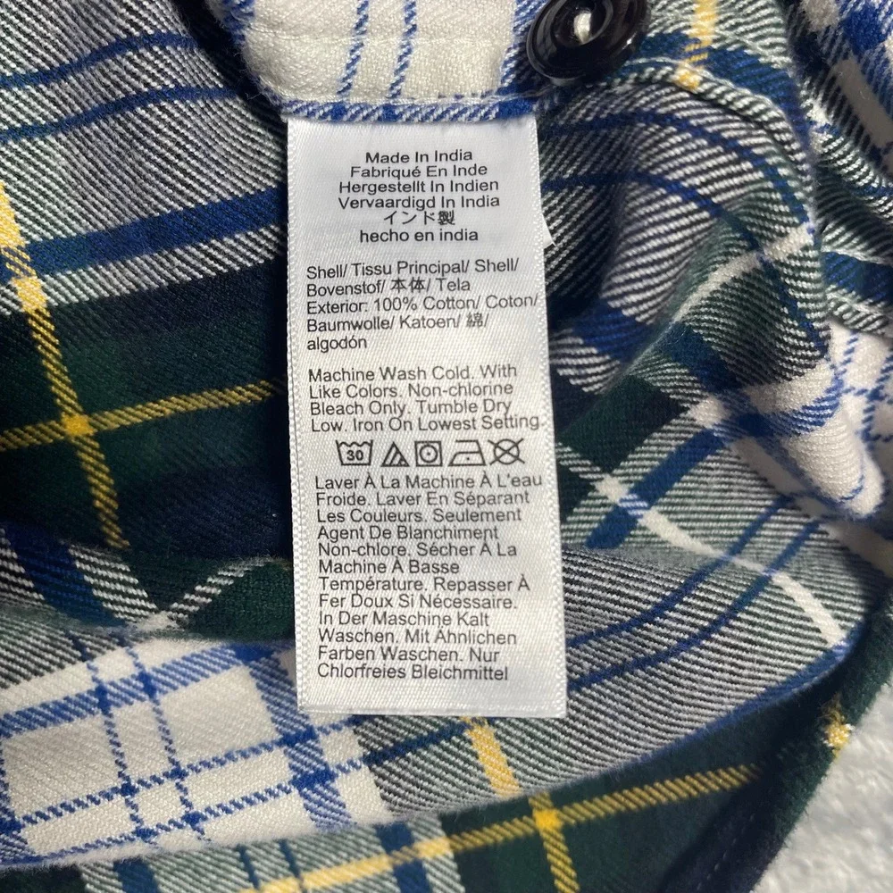 J Crew Mid Weight Flannel Shirt Men Size Medium Plaid‎ Regenerative Cotton